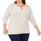 Cardigan feminino plus size com gola redonda, marrom, tamanho 3X, da Charter Club