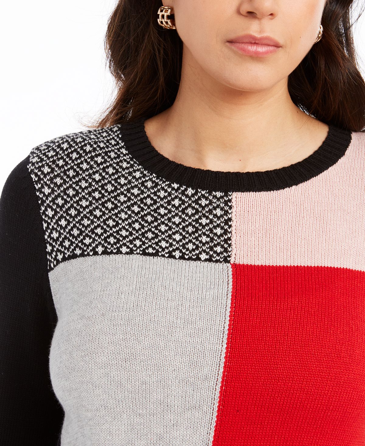 Suéter feminino patchwork Charter Club preto tamanho pequeno