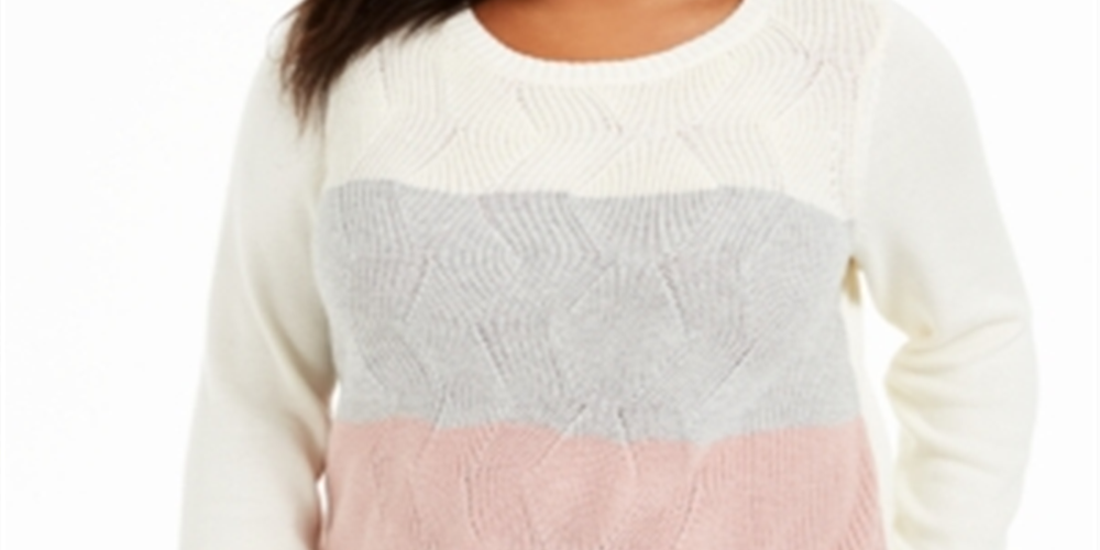 Suéter listrado plus size feminino Charter Club, branco, tamanho 3X