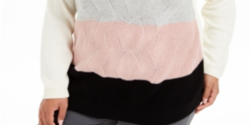 Suéter listrado plus size feminino Charter Club, branco, tamanho 3X