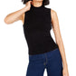 Blusa regata feminina Bar III com gola falsa canelada, preta, tamanho XX-G