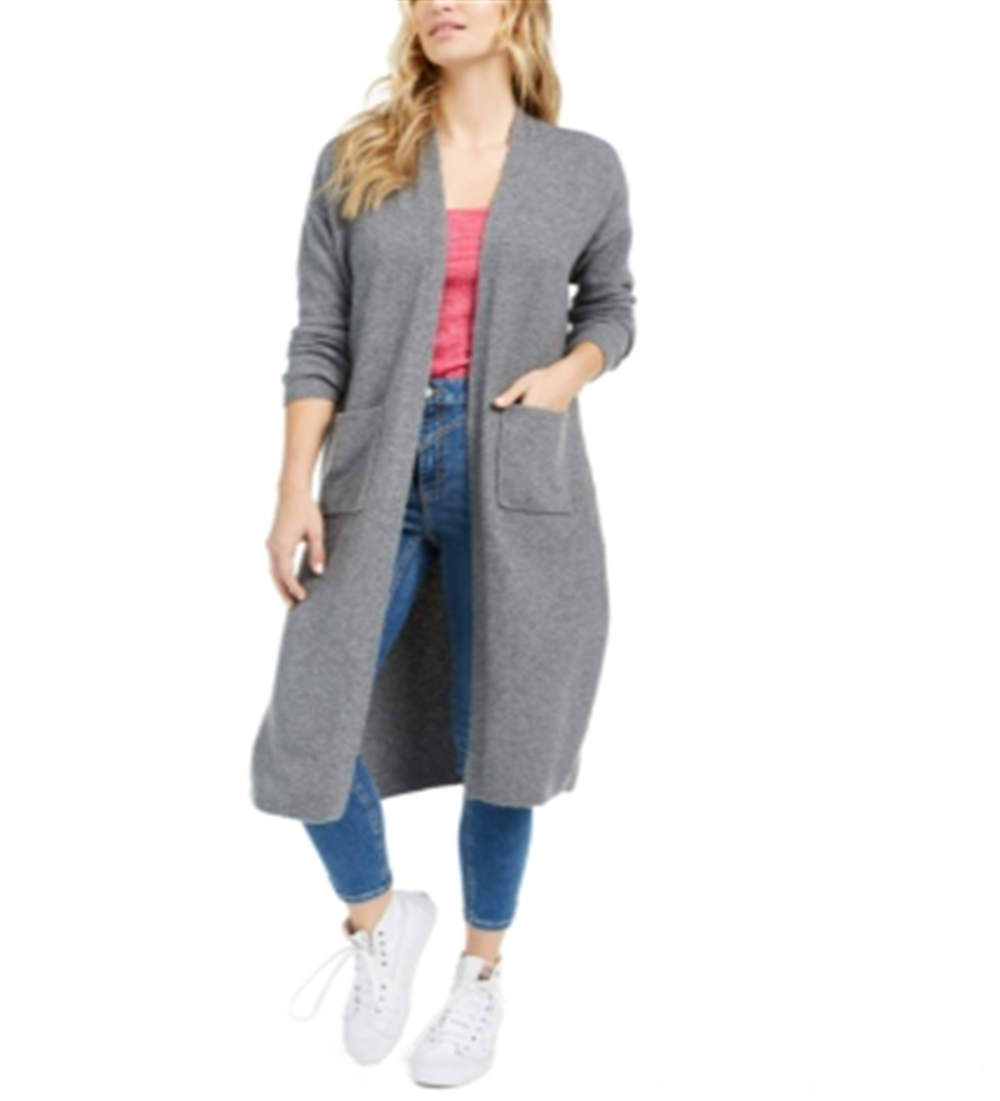 Cardigan Duster Feminino Bar III Frente Aberta Cinza Tamanho Médio