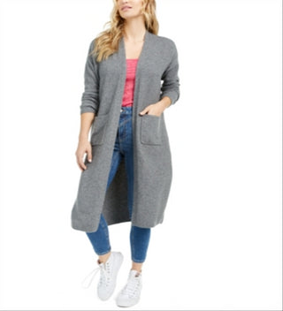 Cardigan Duster Feminino Bar III Frente Aberta Cinza Tamanho Médio