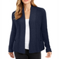 Cardigan feminino de algodão com frente aberta, azul, tamanho pequeno, Charter Club