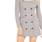 Vestido feminino Bar III com decote em V e ombros de fora, estilo pied-de-poule, preto, tamanho XX-S