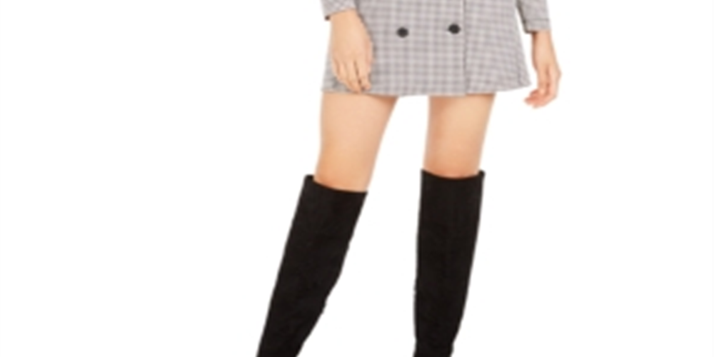 Vestido feminino Bar III com decote em V e ombros de fora, estilo pied-de-poule, preto, tamanho XX-S