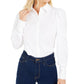 Blusa feminina Bar III estilo vitoriano com manga bufante, branca, tamanho 2XS