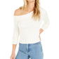 Blusa feminina Bar III manga comprida decote assimétrico branca tamanho X-G
