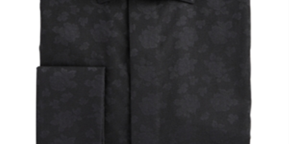 Camisa social masculina Bar III com gola slim fit, preta, tamanho 34-35