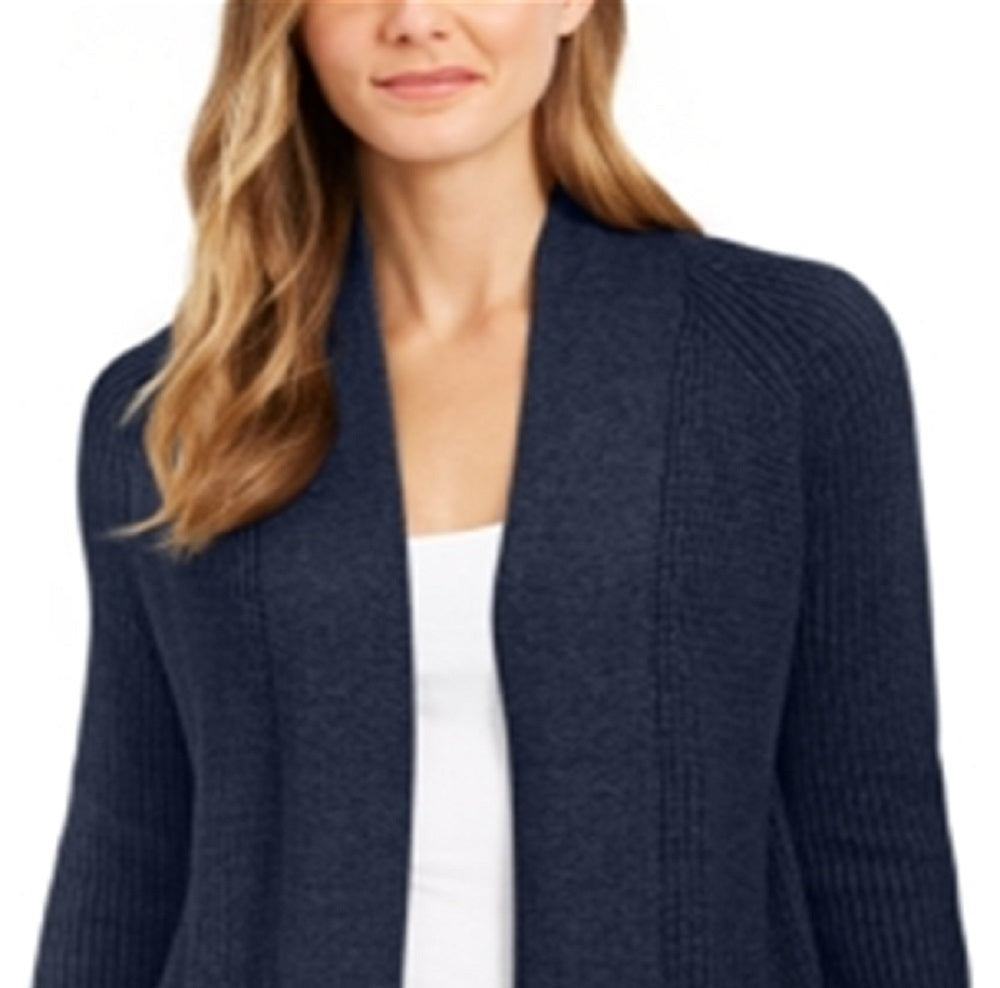 Cardigan curto de algodão feminino Charter Club, azul, tamanho pequeno, médio