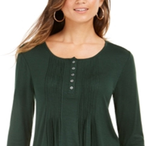 Blusa Pintuck Feminina Style &amp; Co Verde Tamanho Pequeno M