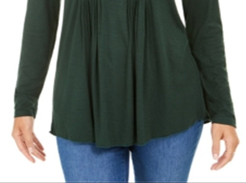 Blusa Pintuck Feminina Style &amp; Co Verde Tamanho Pequeno M