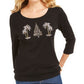 Karen Scott Top Feminino Estampado Preto Tamanho Médio