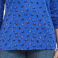 Karen Scott Blusa Feminina Manga Longa Gola Alta Estampada Azul Tamanho XX-G