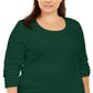 Karen Scott Blusa Feminina Plus Cotton Manga Longa Verde Tamanho 0X