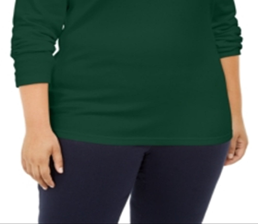 Karen Scott Blusa Feminina Plus Cotton Manga Longa Verde Tamanho 0X