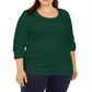 Karen Scott Blusa Feminina Plus Cotton Manga Longa Verde Tamanho 0X