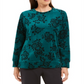 Moletom feminino Karen Scott com estampa floral, verde, tamanho pequeno