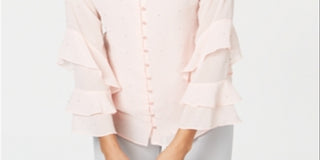 Blusa Alfani Feminina com Mangas Babadas e Estampa Marrom Tamanho P