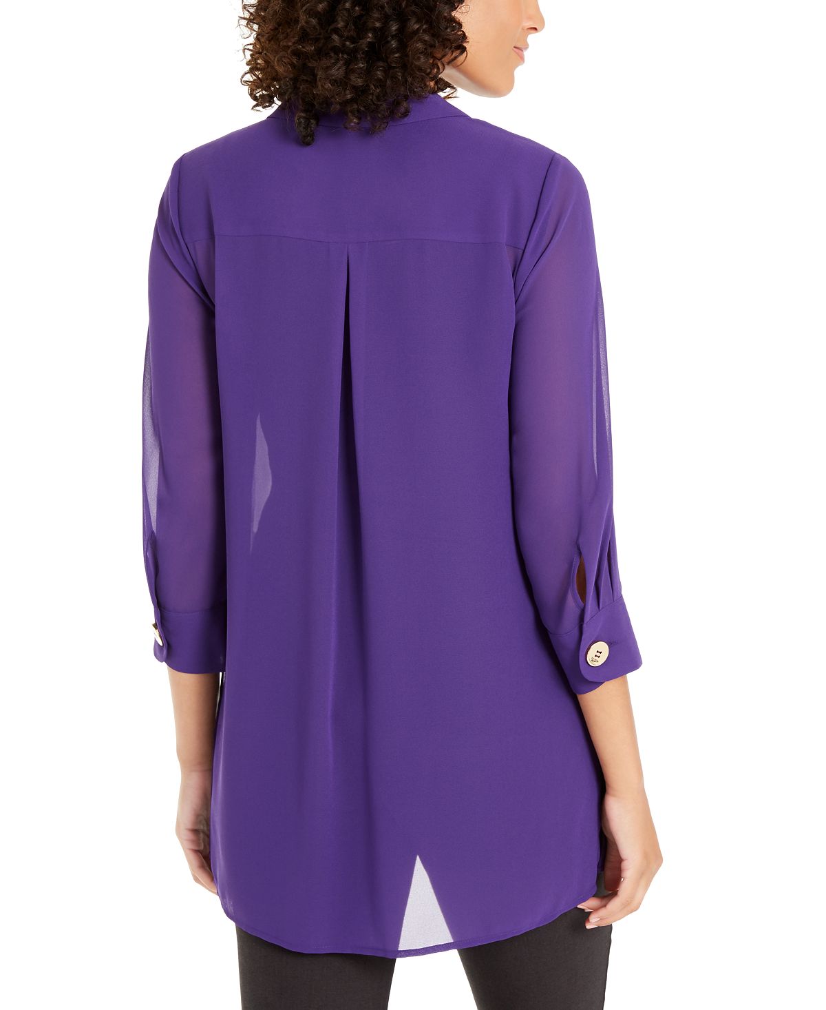 Túnica Alfani Feminina Chiffon Três Botões Roxa Tamanho XX-Grande