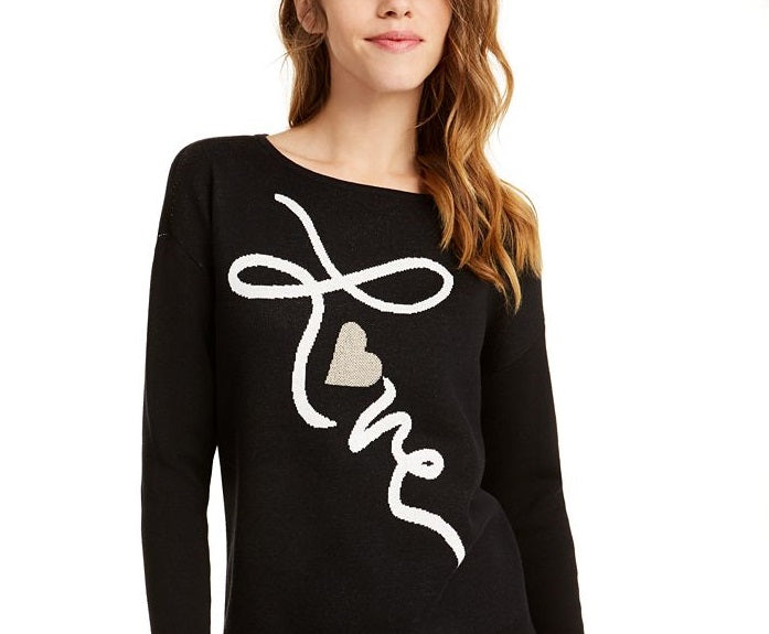 Suéter túnica feminino Maison Jules Love Motif preto tamanho XX-G