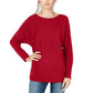 Suéter de malha canelada com manga dolman feminino INC International Concepts, vermelho, tamanho grande