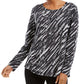 Camisa feminina estampada de manga comprida Style &amp; Co, preta, tamanho grande