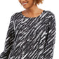 Camisa feminina estampada de manga comprida Style &amp; Co, preta, tamanho grande