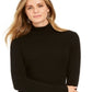 Suéter feminino canelado de gola alta estilo &amp; co, preto, tamanho GG