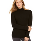 Suéter feminino canelado de gola alta estilo &amp; co, preto, tamanho GG
