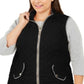 Colete acolchoado plus size feminino Charter Club, preto, tamanho 1X