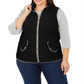 Colete acolchoado plus size feminino Charter Club, preto, tamanho 1X