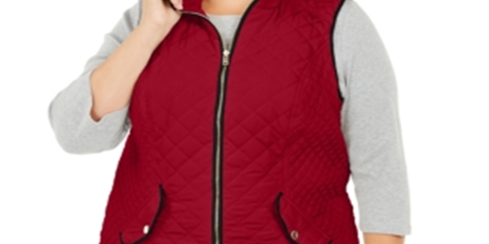 Colete acolchoado feminino Charter Club Plus para clima frio, vermelho, tamanho 3X