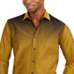 Camisa masculina Alfani com botões e gola estampada, amarela, tamanho médio