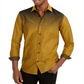 Camisa masculina Alfani com botões e gola estampada, amarela, tamanho médio