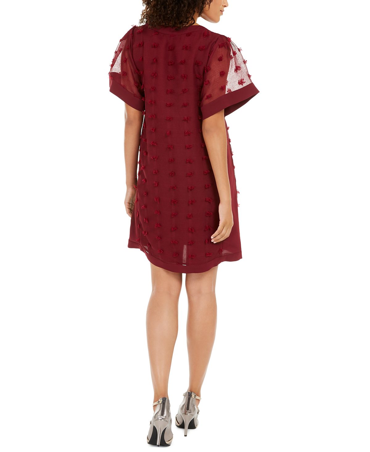 Vestido texturizado Alfani feminino com bolinhas, vermelho, tamanho 16, pequeno