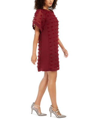 Vestido texturizado Alfani feminino com bolinhas, vermelho, tamanho 16, pequeno