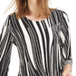 Blusa feminina Alfani com estampa e bainha pontuda, preta, tamanho pequeno