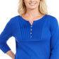 Karen Scott Blusa de Malha Feminina Azul Tamanho Pequeno Médio