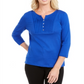 Karen Scott Blusa de Malha Feminina Azul Tamanho Pequeno Médio