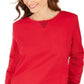 Moletom feminino Karen Scott com bainha contrastante, vermelho, tamanho XX-G