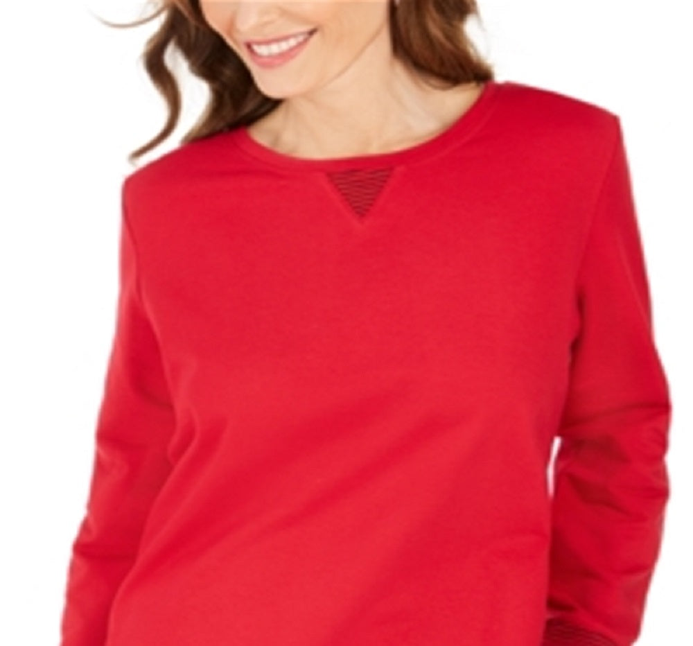 Moletom feminino Karen Scott com bainha contrastante, vermelho, tamanho XX-G
