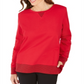 Moletom feminino Karen Scott com bainha contrastante, vermelho, tamanho XX-G