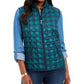 Colete acolchoado xadrez feminino Karen Scott, azul, tamanho pequeno