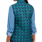 Colete acolchoado xadrez feminino Karen Scott, azul, tamanho pequeno