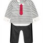 Conjunto de 2 peças de blusa listrada com gravata e calça jogger First Impressions para bebê menino, cinza, tamanho 3-6 meses
