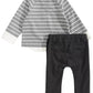Conjunto de 2 peças de blusa listrada com gravata e calça jogger First Impressions para bebê menino, cinza, tamanho 3-6 meses