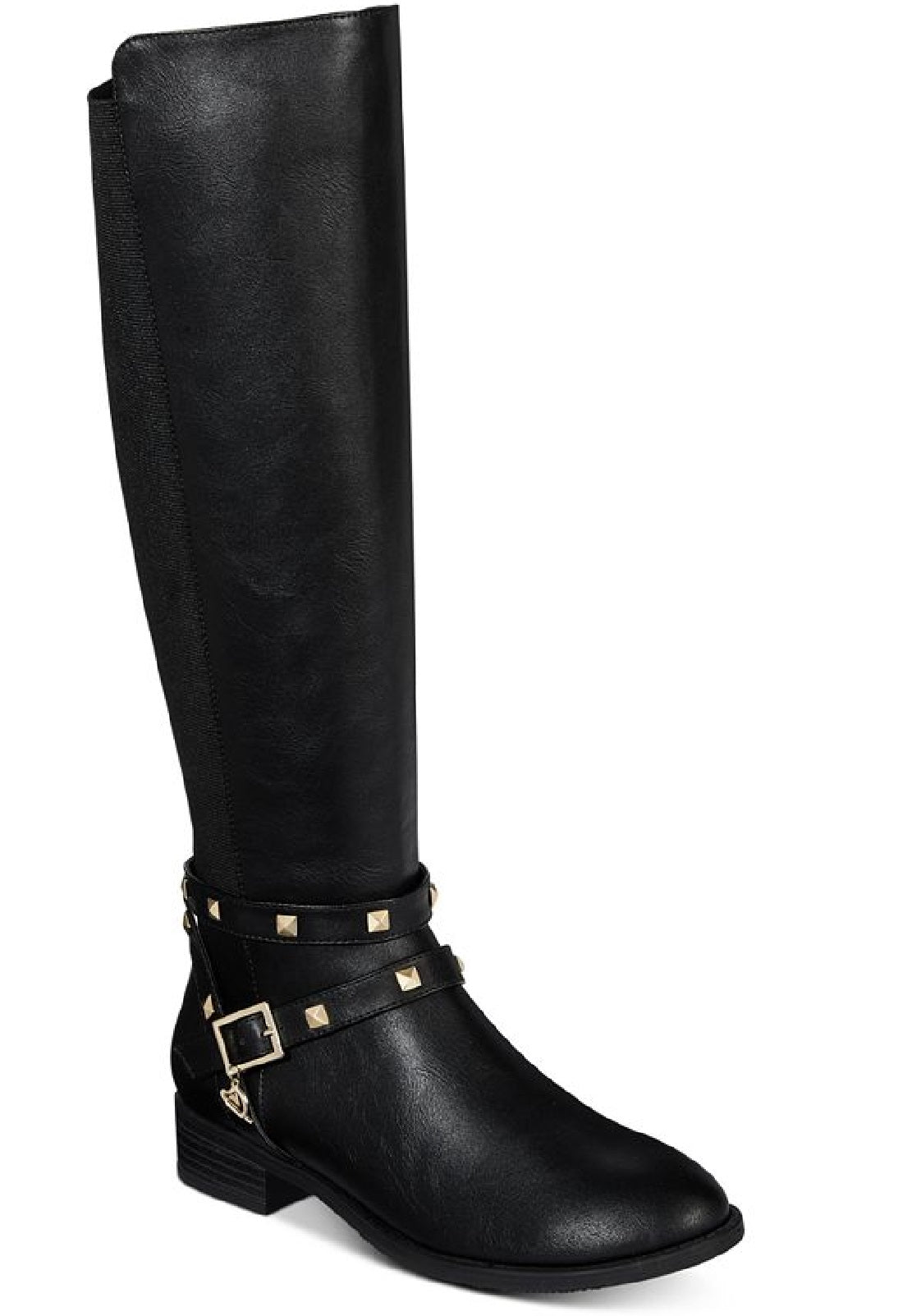 Botas femininas Thalia Sodi Vallie de couro sintético, cano alto, pretas, tamanho 7