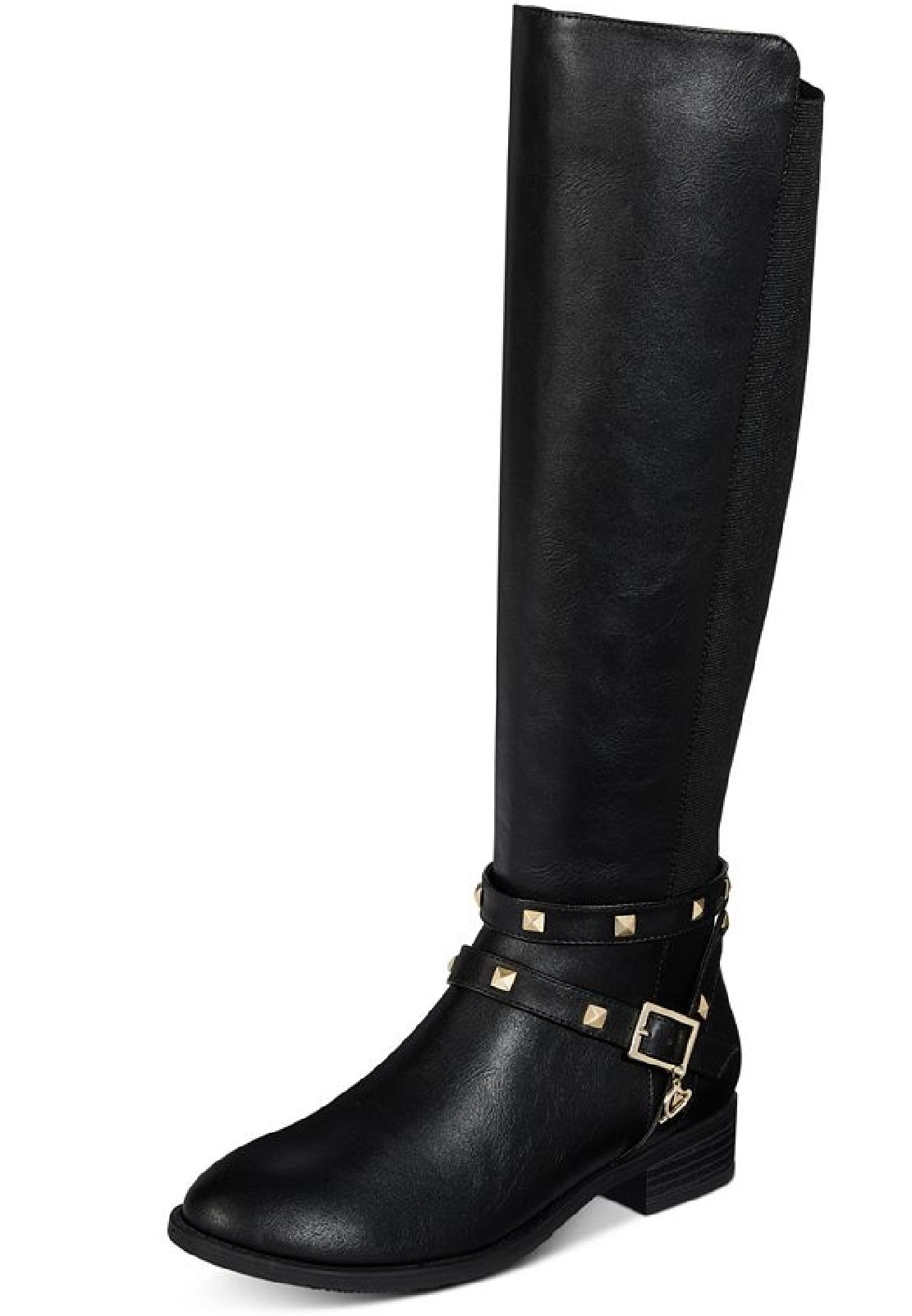 Botas femininas Thalia Sodi Vallie de couro sintético, cano alto, pretas, tamanho 7