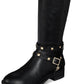 Botas femininas Thalia Sodi Vallie de couro sintético, cano alto, pretas, tamanho 7